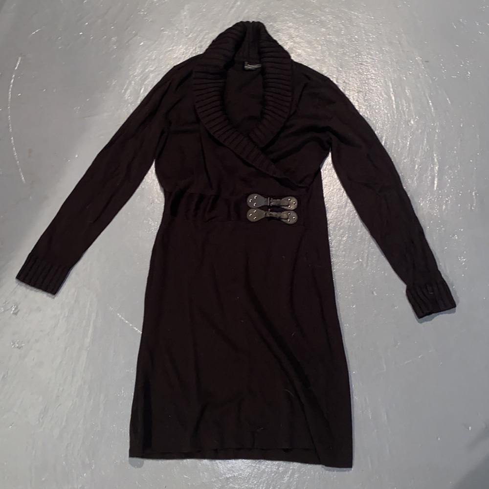 Tahari Black Belted Sweater Dress